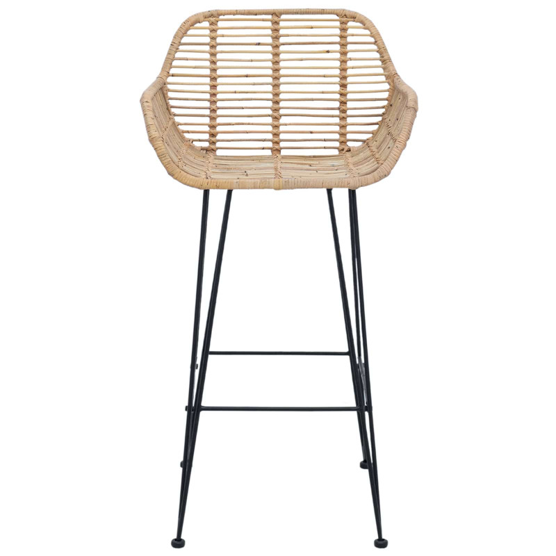 Krzesło barowe 2 pcs Naturalny 55 x 52 x 92 cm Rattan i żelazo