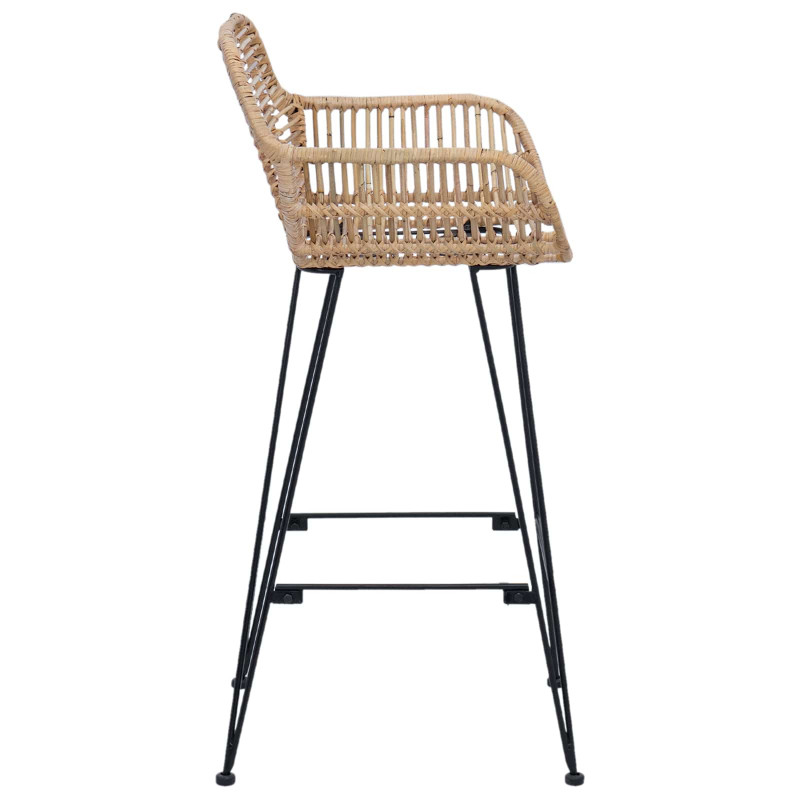 Krzesło barowe 2 pcs Naturalny 55 x 52 x 92 cm Rattan i żelazo