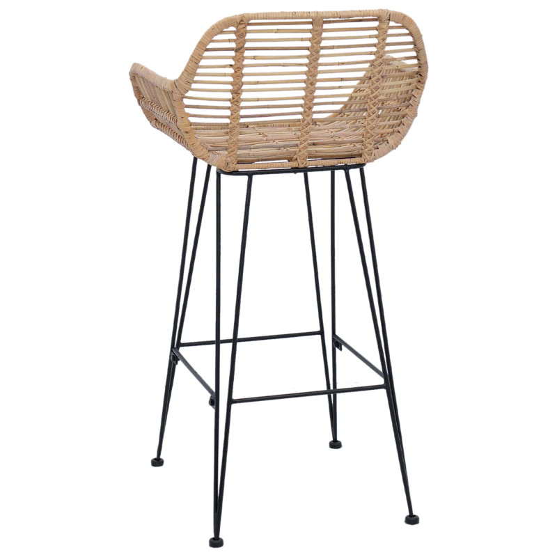 Krzesło barowe 2 pcs Naturalny 55 x 52 x 92 cm Rattan i żelazo