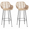 Krzesło barowe 2 pcs Naturalny 55 x 52 x 105 cm Rattan i żelazo