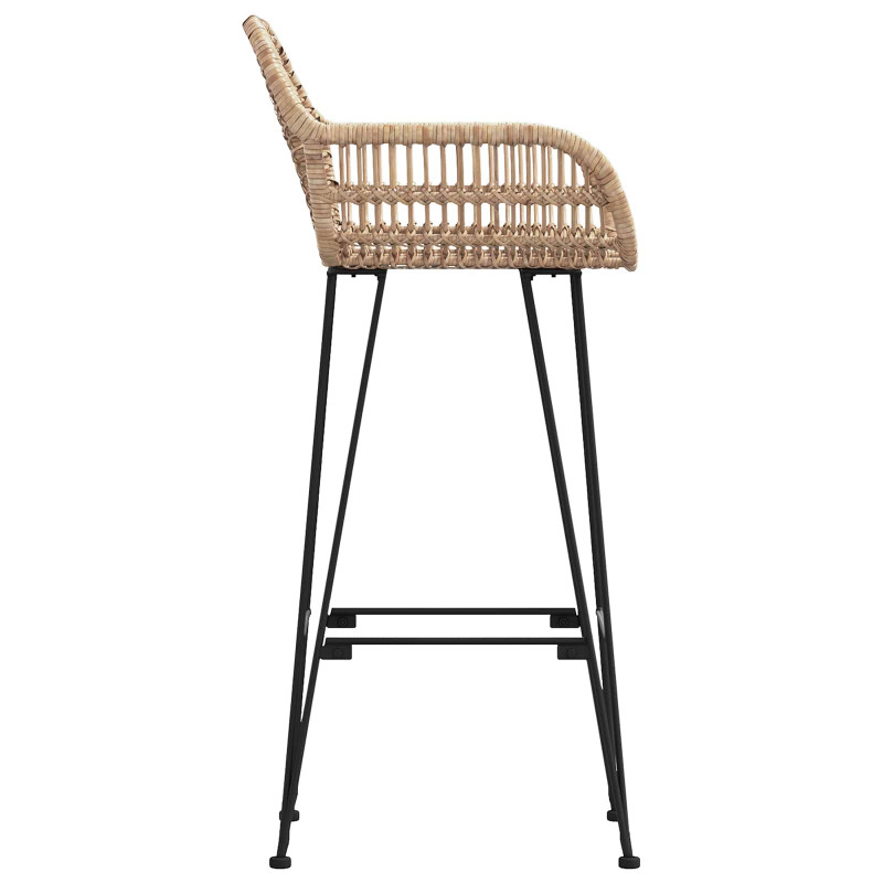 Krzesło barowe 2 pcs Naturalny 55 x 52 x 105 cm Rattan i żelazo