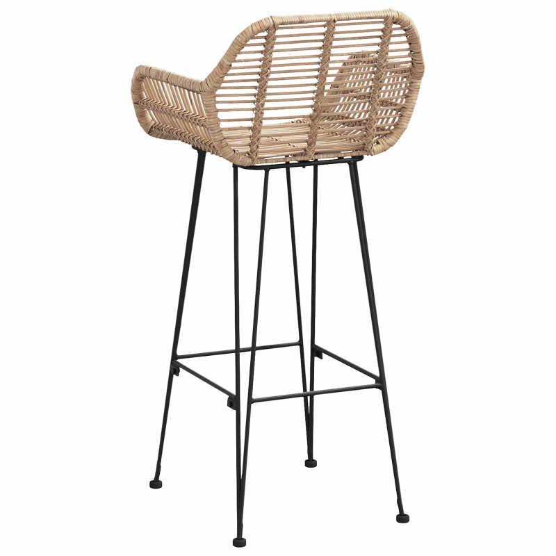 Krzesło barowe 2 pcs Naturalny 55 x 52 x 105 cm Rattan i żelazo