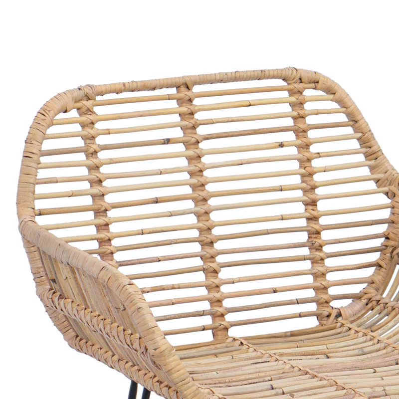 Krzesło barowe 2 pcs Naturalny 55 x 52 x 105 cm Rattan i żelazo