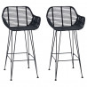Krzesło barowe 2 pcs Czarny 55 x 52 x 92 cm Rattan i żelazo