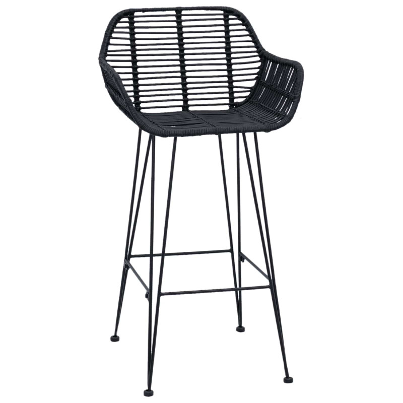 Krzesło barowe 2 pcs Czarny 55 x 52 x 92 cm Rattan i żelazo