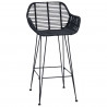 Krzesło barowe 2 pcs Czarny 55 x 52 x 92 cm Rattan i żelazo