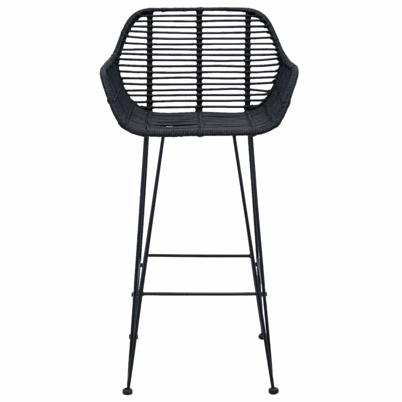 Krzesło barowe 2 pcs Czarny 55 x 52 x 92 cm Rattan i żelazo