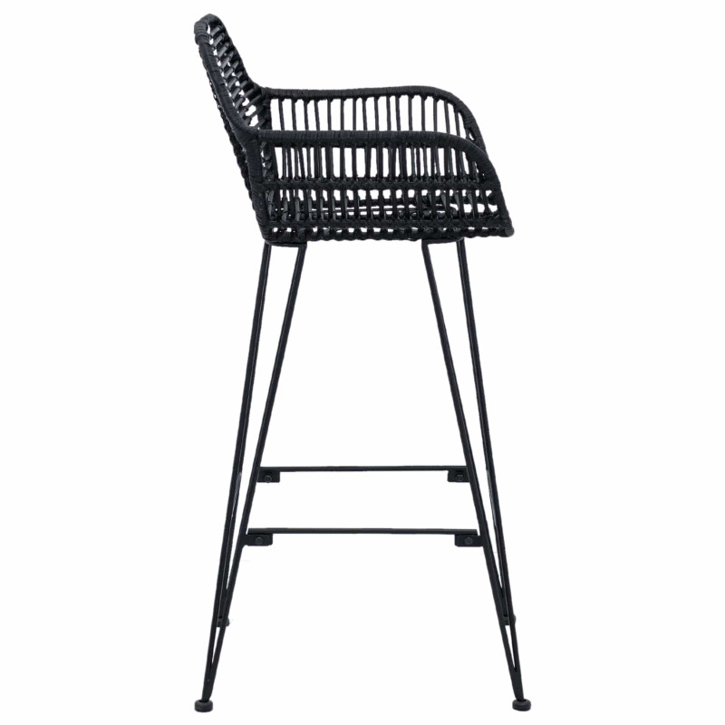 Krzesło barowe 2 pcs Czarny 55 x 52 x 92 cm Rattan i żelazo