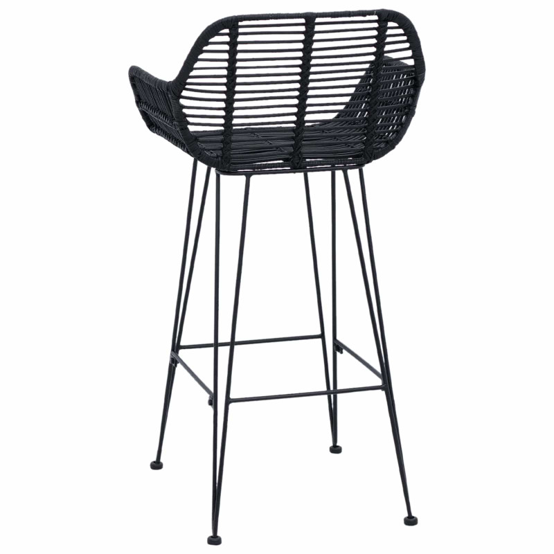 Krzesło barowe 2 pcs Czarny 55 x 52 x 92 cm Rattan i żelazo