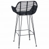 Krzesło barowe 2 pcs Czarny 55 x 52 x 92 cm Rattan i żelazo