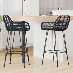 Krzesło barowe 2 pcs Czarny 55 x 52 x 105 cm Rattan i żelazo