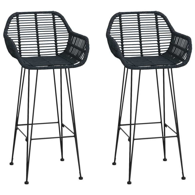 Krzesło barowe 2 pcs Czarny 55 x 52 x 105 cm Rattan i żelazo