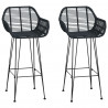Krzesło barowe 2 pcs Czarny 55 x 52 x 105 cm Rattan i żelazo