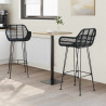Krzesło barowe 2 pcs Czarny 55 x 52 x 105 cm Rattan i żelazo