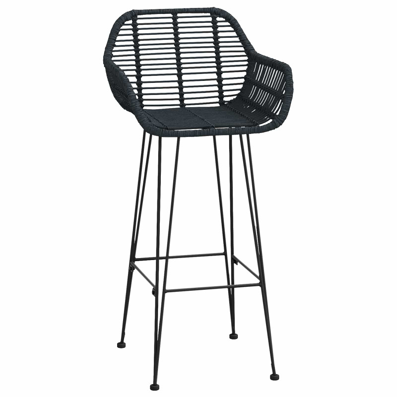 Krzesło barowe 2 pcs Czarny 55 x 52 x 105 cm Rattan i żelazo