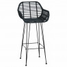 Krzesło barowe 2 pcs Czarny 55 x 52 x 105 cm Rattan i żelazo