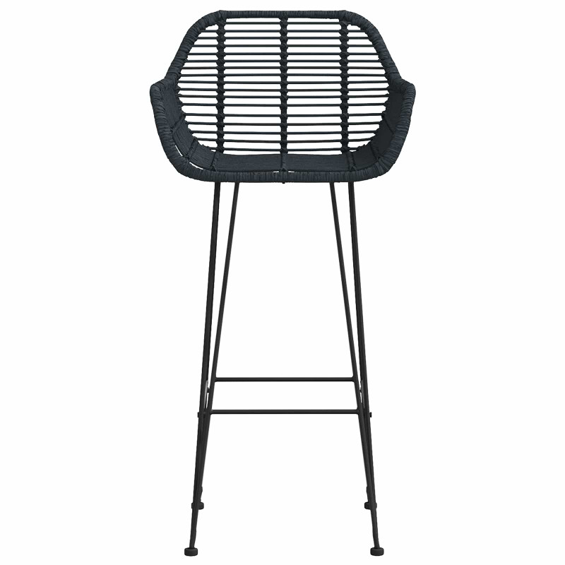 Krzesło barowe 2 pcs Czarny 55 x 52 x 105 cm Rattan i żelazo