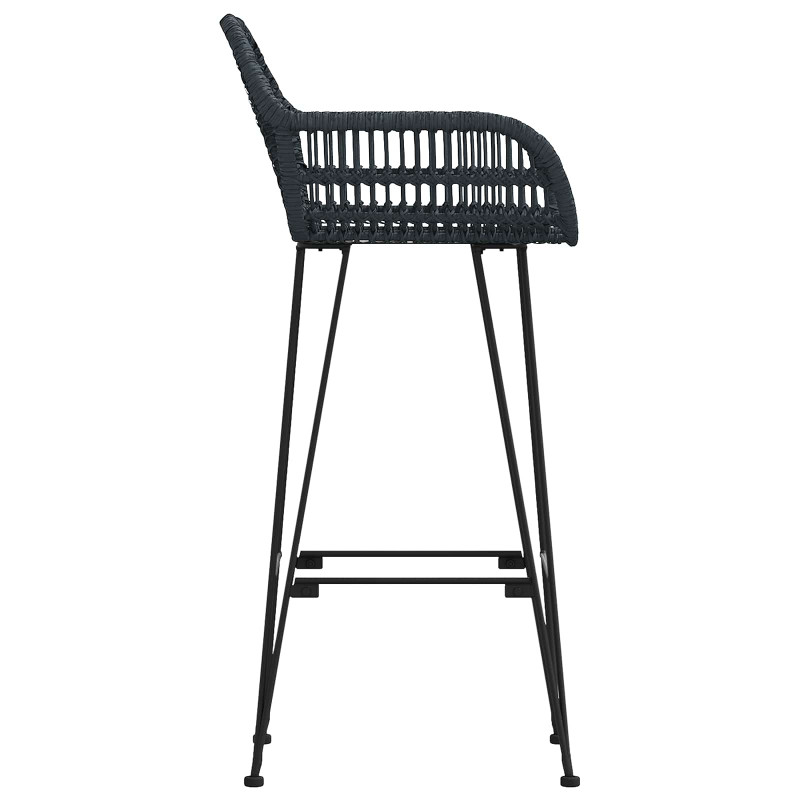 Krzesło barowe 2 pcs Czarny 55 x 52 x 105 cm Rattan i żelazo