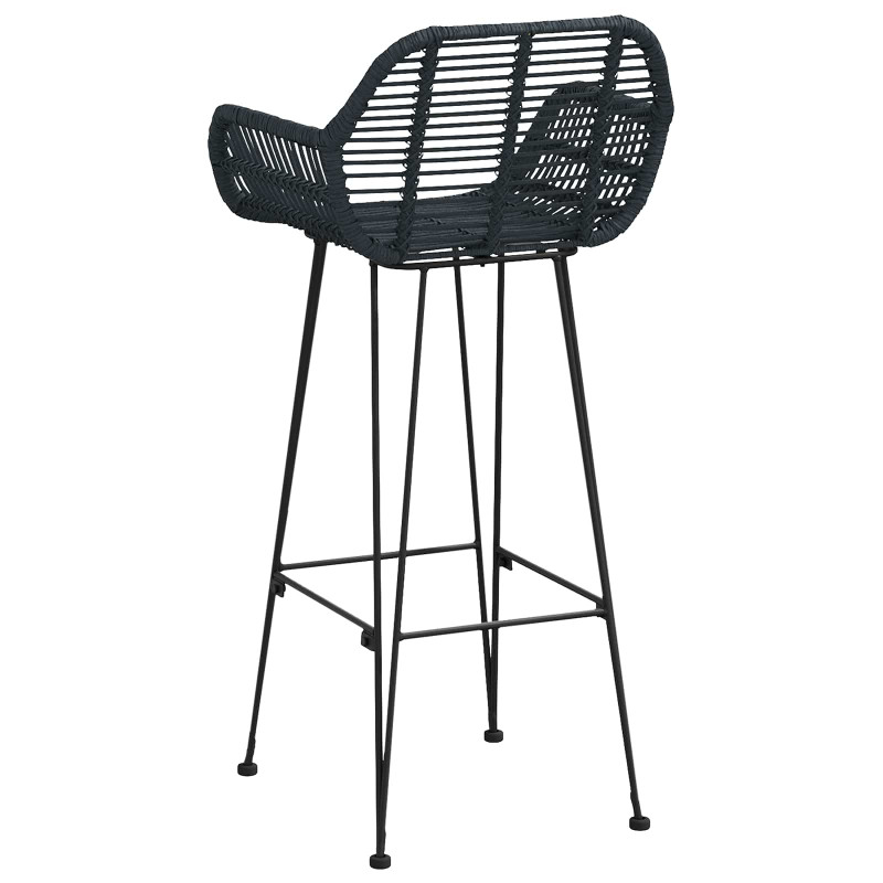 Krzesło barowe 2 pcs Czarny 55 x 52 x 105 cm Rattan i żelazo