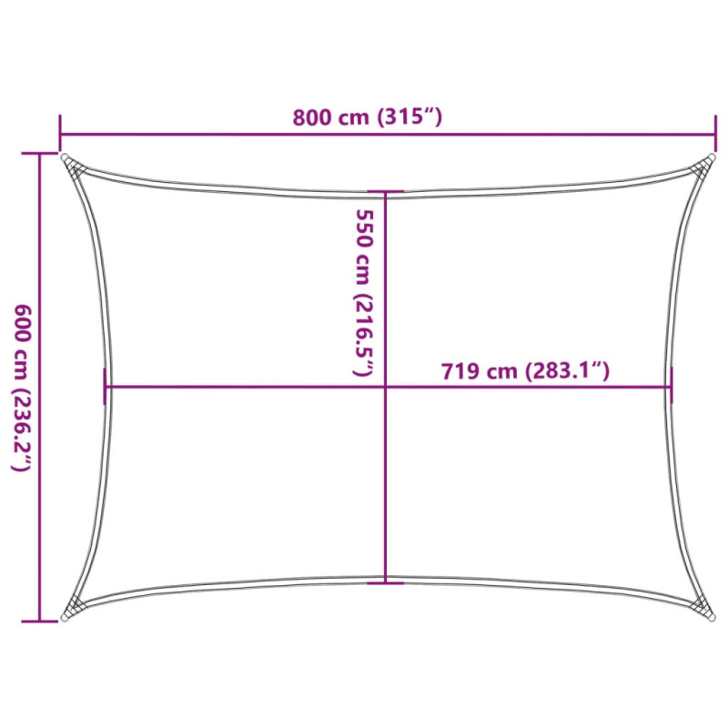 Żagiel przeciwsłoneczny, 160 g/m², taupe, 6x8 m, HDPE