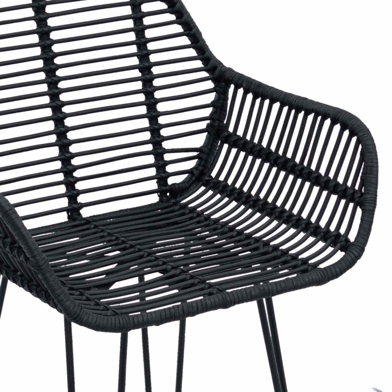 Krzesło barowe 2 pcs Czarny 55 x 52 x 105 cm Rattan i żelazo