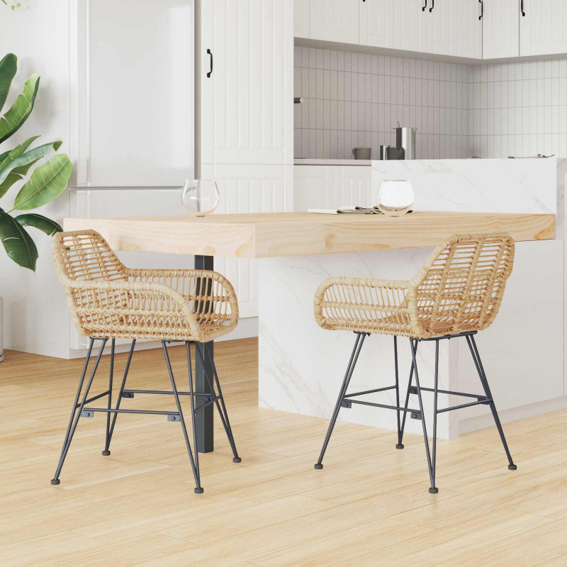 Krzesło jadalniane 2 pcs Naturalny 55 x 50 x 74 cm