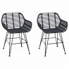Krzesło jadalniane 2 pcs Czarny 55 x 50 x 74 cm Rattan i żelazo