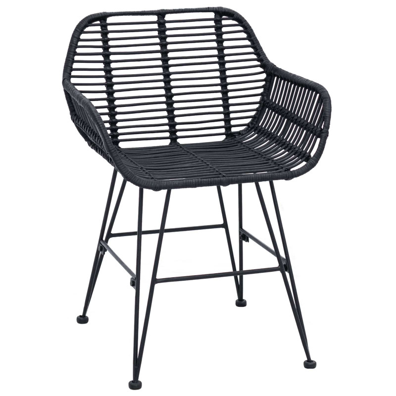 Krzesło jadalniane 2 pcs Czarny 55 x 50 x 74 cm Rattan i żelazo