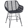 Krzesło jadalniane 2 pcs Czarny 55 x 50 x 74 cm Rattan i żelazo