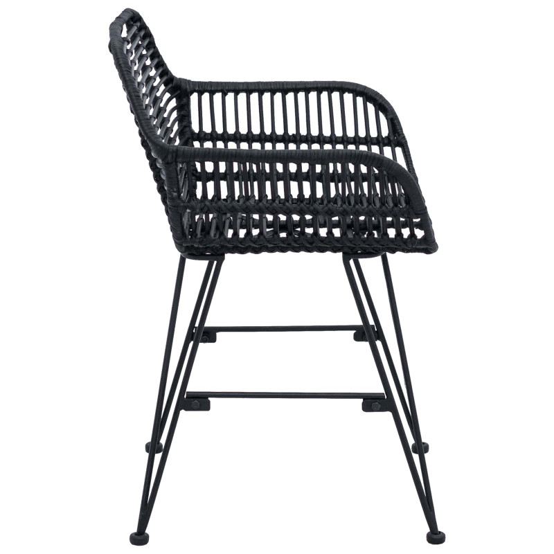 Krzesło jadalniane 2 pcs Czarny 55 x 50 x 74 cm Rattan i żelazo