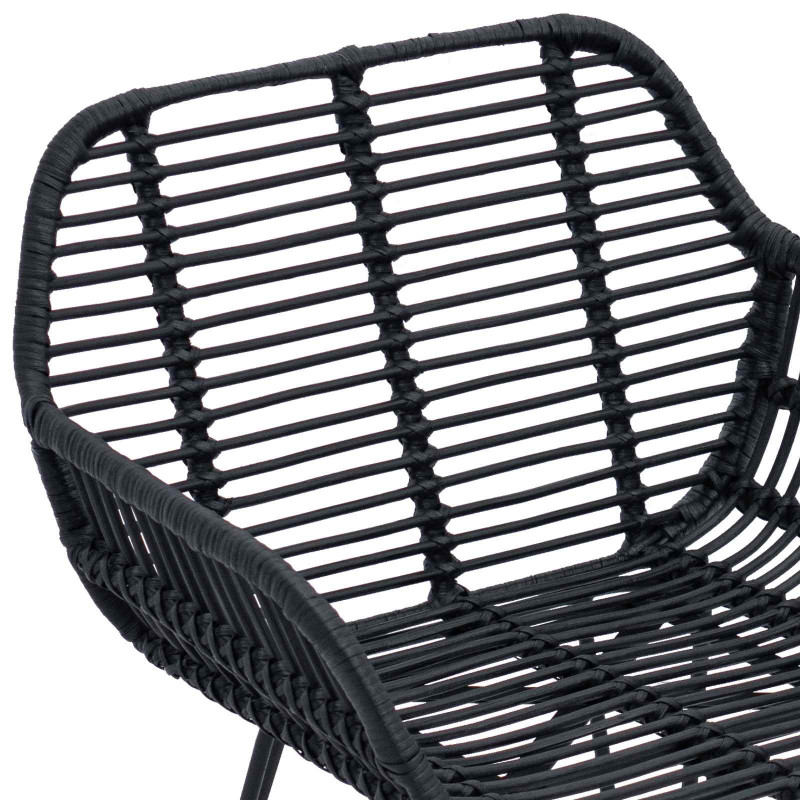 Krzesło jadalniane 2 pcs Czarny 55 x 50 x 74 cm Rattan i żelazo