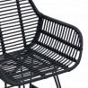 Krzesło jadalniane 2 pcs Czarny 55 x 50 x 74 cm Rattan i żelazo
