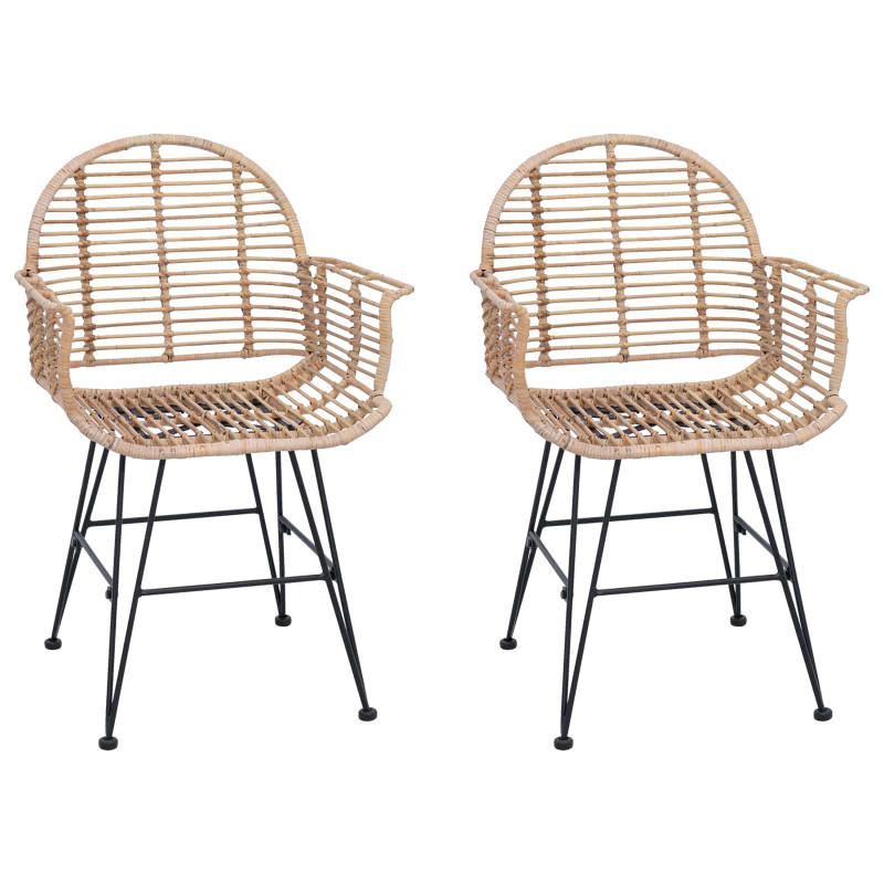 Krzesło jadalniane 2 pcs Naturalny 44 x 44 x 74 cm