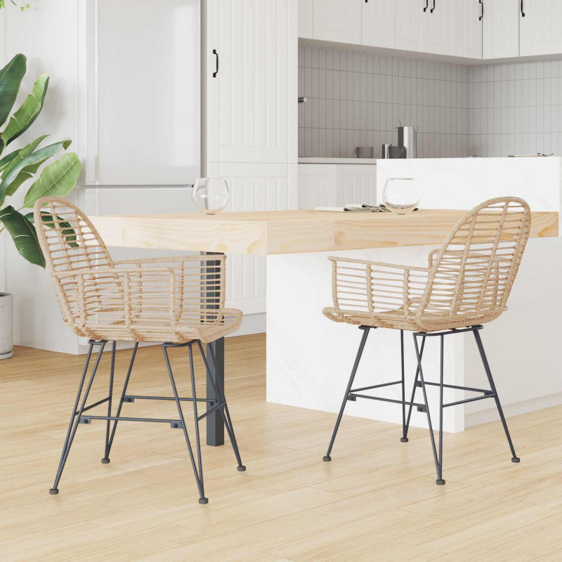 Krzesło jadalniane 2 pcs Naturalny 44 x 44 x 74 cm