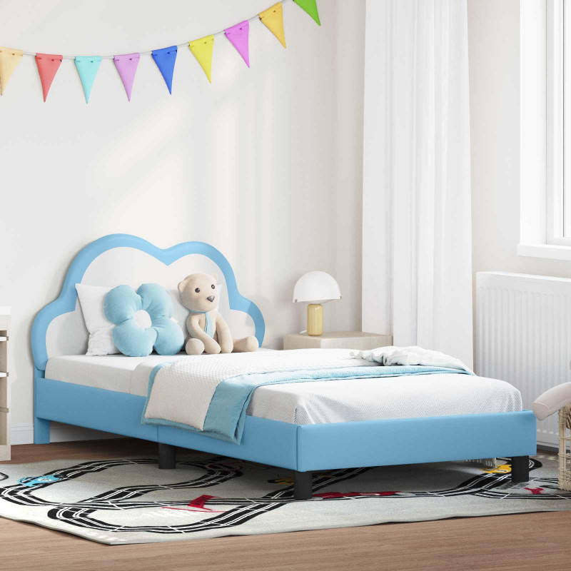 Ramka łóżka Z zagłówkiem Niebieski 90 x 200 cm PU