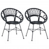 Krzesło jadalniane 2 pcs Czarny 49 x 51 x 81 cm Rattan i żelazo