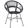 Krzesło jadalniane 2 pcs Czarny 49 x 51 x 81 cm Rattan i żelazo