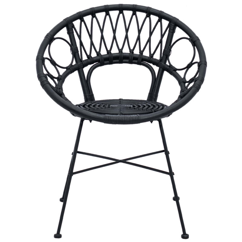 Krzesło jadalniane 2 pcs Czarny 49 x 51 x 81 cm Rattan i żelazo