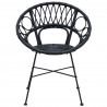 Krzesło jadalniane 2 pcs Czarny 49 x 51 x 81 cm Rattan i żelazo