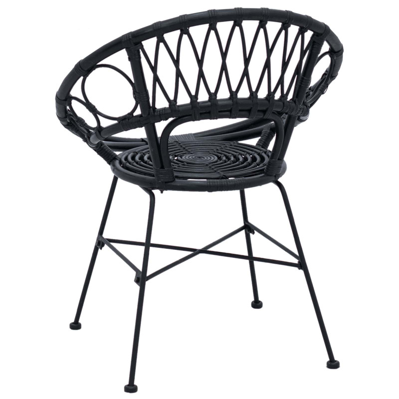 Krzesło jadalniane 2 pcs Czarny 49 x 51 x 81 cm Rattan i żelazo