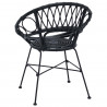 Krzesło jadalniane 2 pcs Czarny 49 x 51 x 81 cm Rattan i żelazo