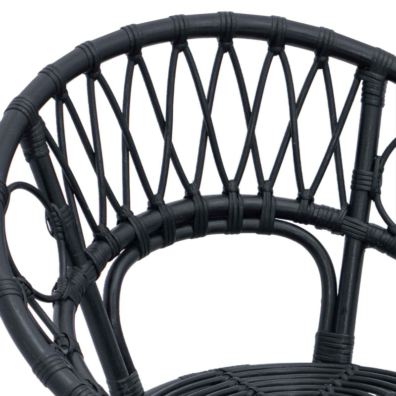 Krzesło jadalniane 2 pcs Czarny 49 x 51 x 81 cm Rattan i żelazo