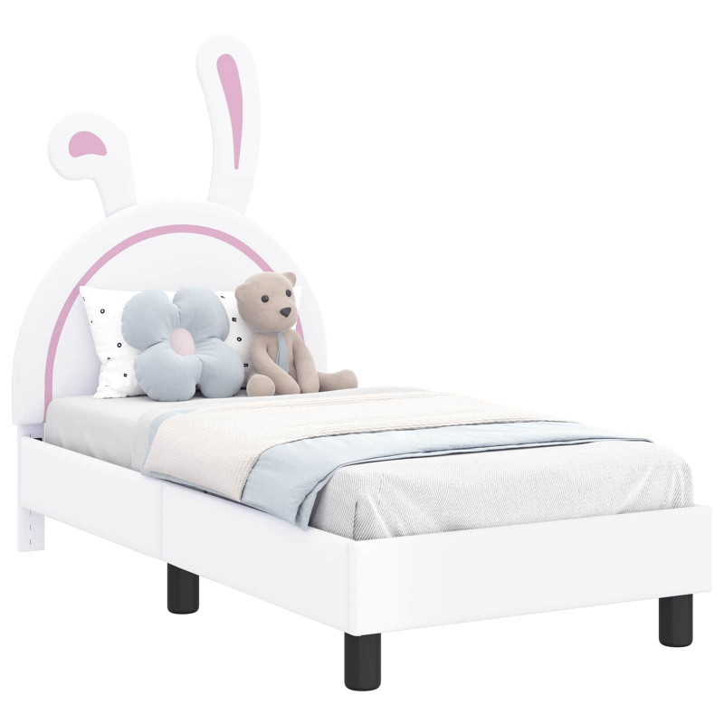 Stelaż łóżka dla malucha z oparciem Biały 70 x 140 cm PU