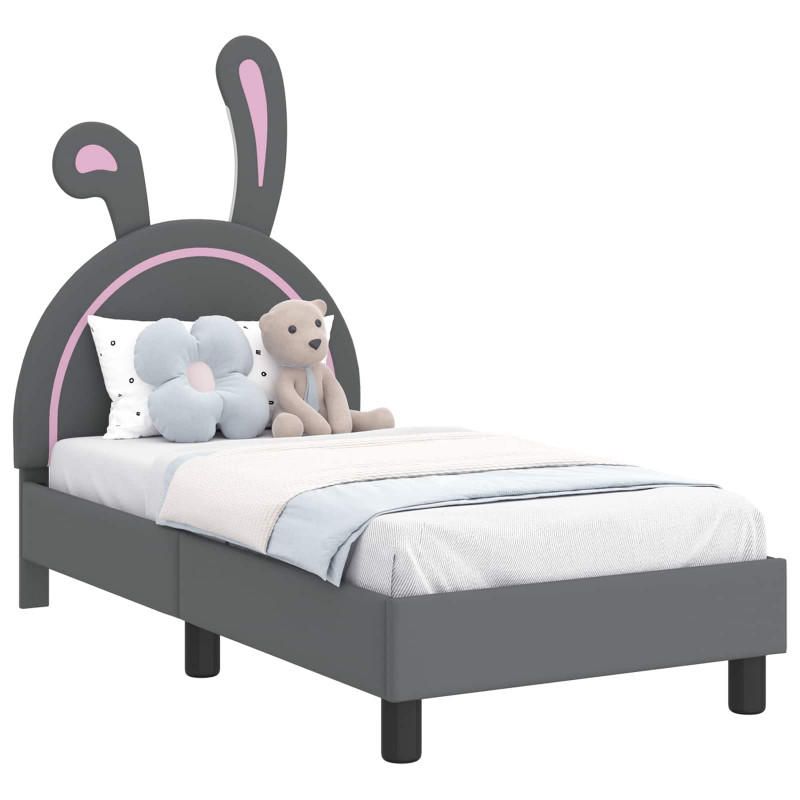 Stelaż łóżka dla malucha z oparciem Jasnoszary 70 x 140 cm PU