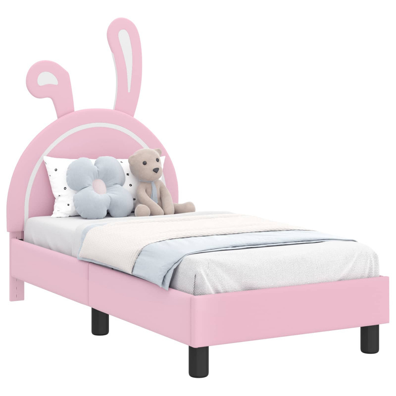 Stelaż łóżka dla malucha z oparciem Różowy 70 x 140 cm PU