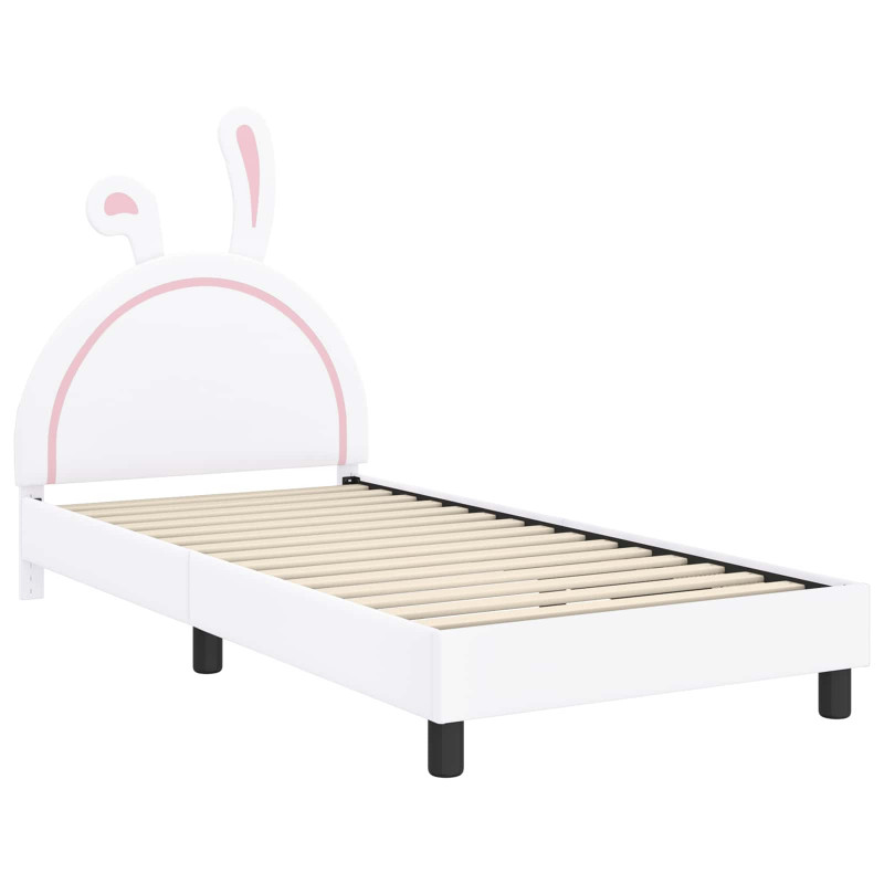Łóżko Dziecięce z Ramą i Zagłówkiem Biały 80 x 200 cm PU