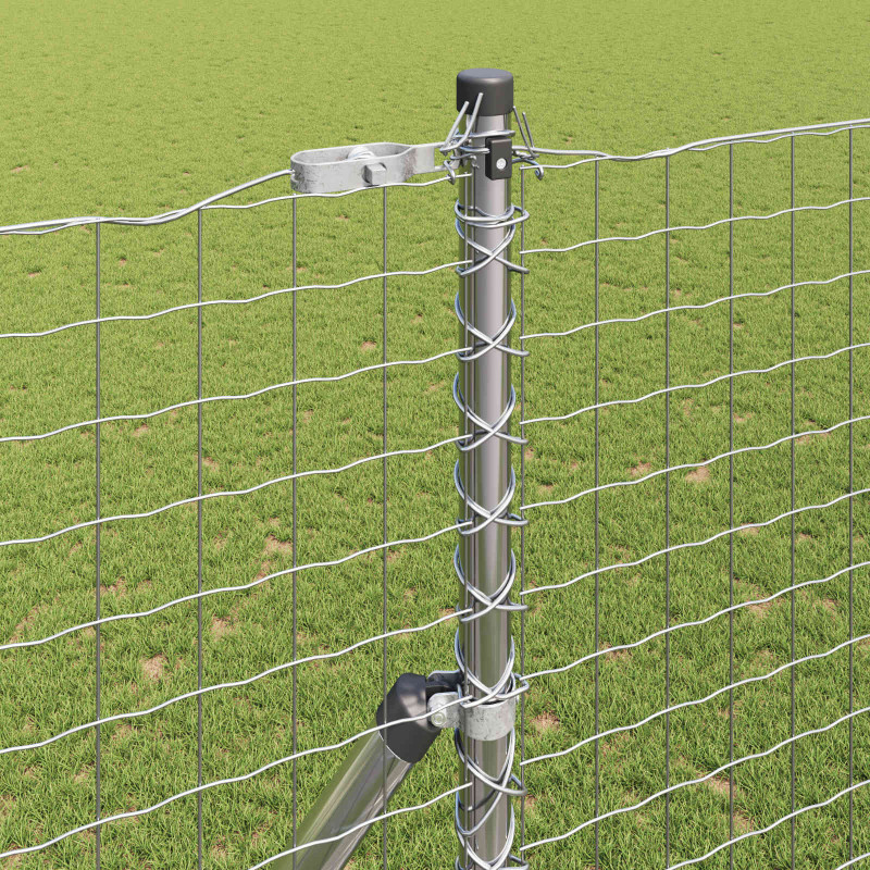 Słupek ogrodzeniowy. 2 pcs Srebrny Stal Malowana Proszkowo