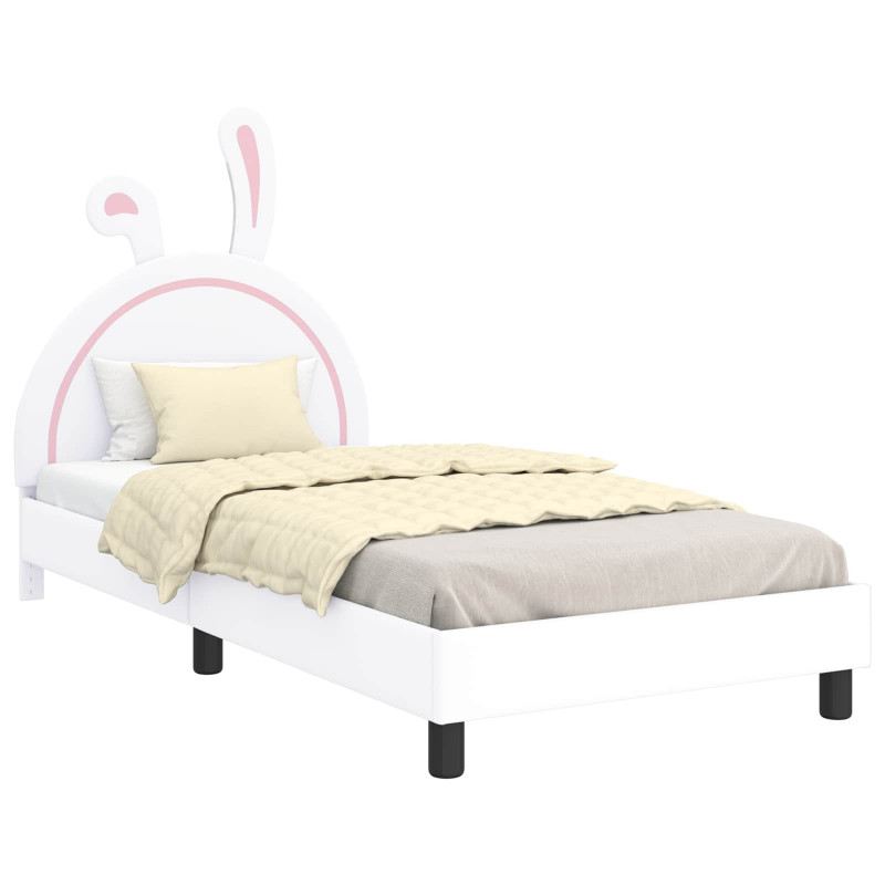Łóżko Dziecięce z Ramą i Zagłówkiem Biały 90 x 190 cm PU