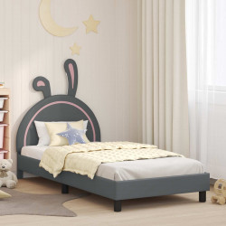 Łóżko Dziecięce z Ramą i Zagłówkiem Jasnoszary 90 x 200 cm PU