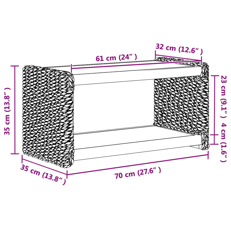 Stolik kawowy Naturalny 70 x 35 x 35 cm Lite drewno mahoniowe